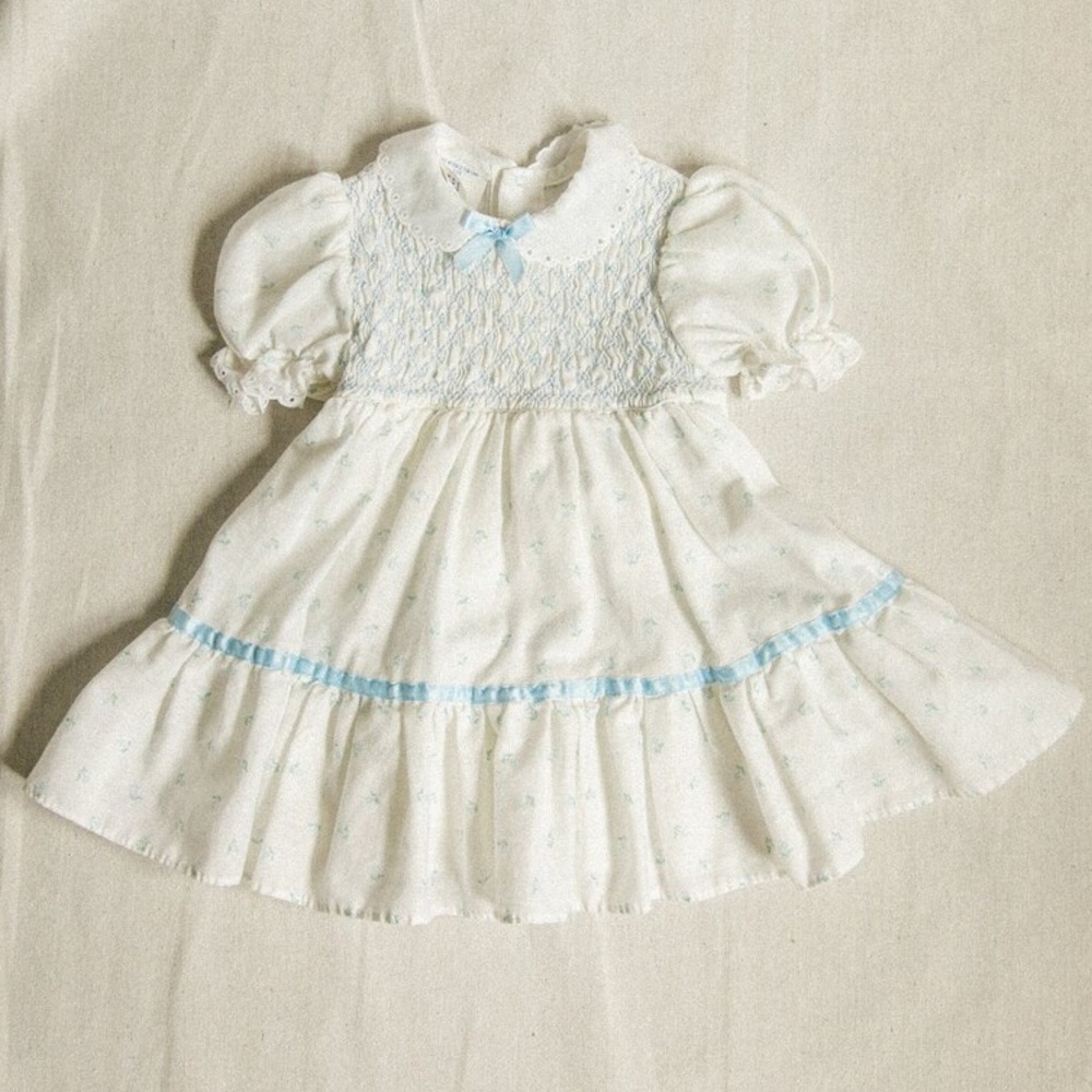 Blue & white smocked dress